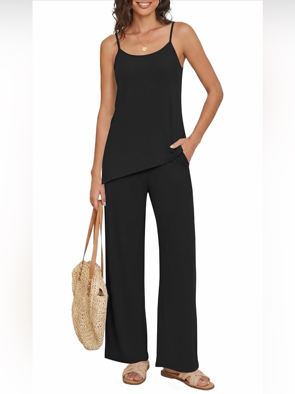 A.   Casly Lamiit Women's Black Wide-Leg Jumpsuit with Pocket Detail NWT XL
